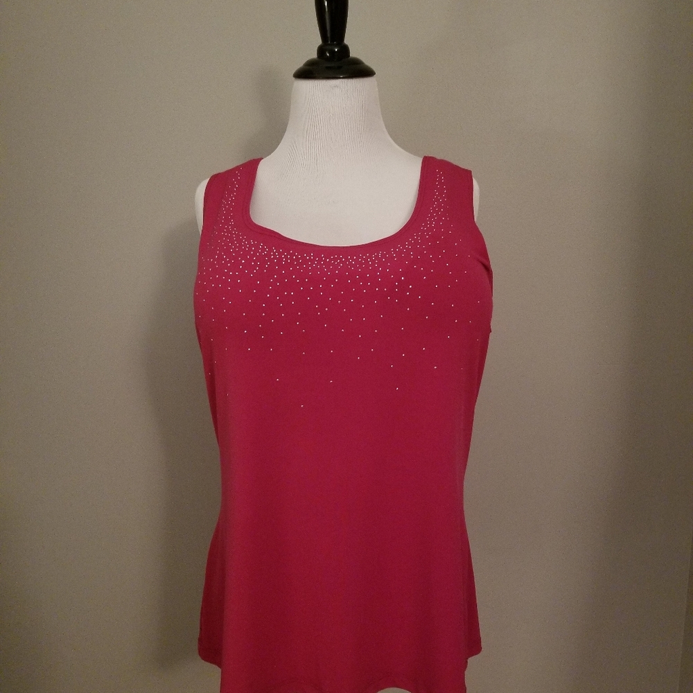 FINAL PRICE - Pink Tank Top with Beading - XL
